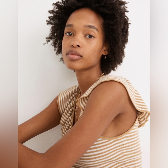 Madewell Belhaven Ruffle Sweater Tank in Stripe Size XXL NWT - Picture 2 of 4